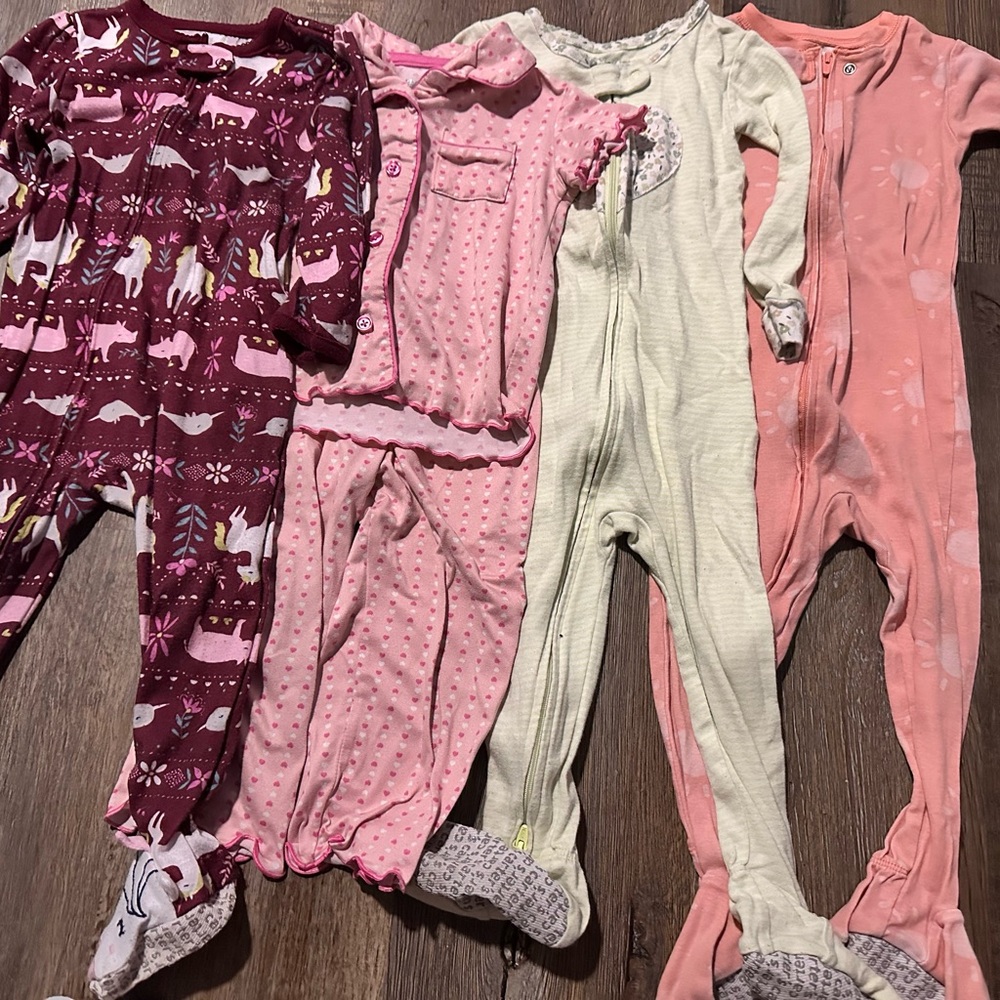4 Carter's Kids Pajama Sets - Pink, Cream, and Purple